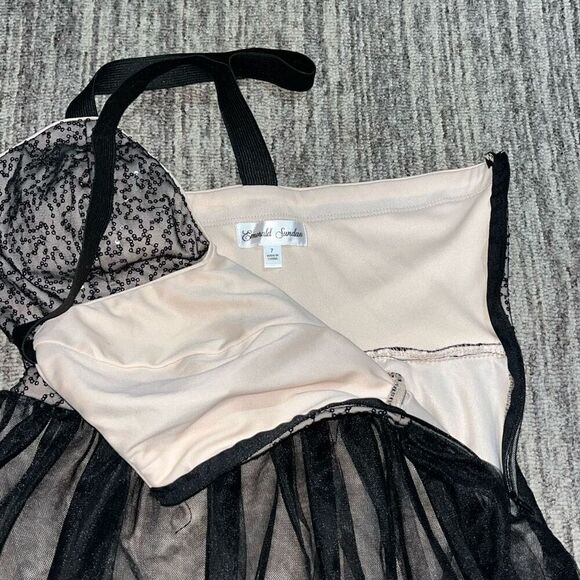 Emerald Sundae Juniors Size 7 Sequin Cocktail Mini Dress‎ Black Silver Side Zip - Picture 6 of 9